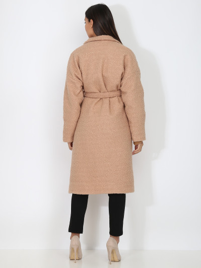 Manteau moutonné et ceinturé