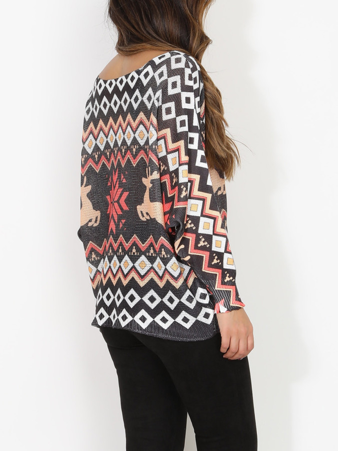 Pull de noël léger et imprimé