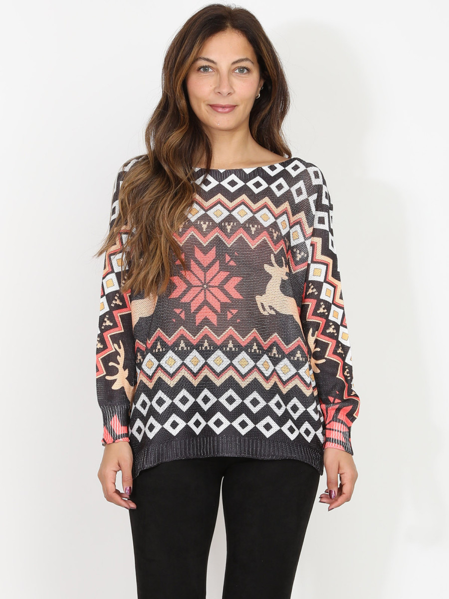 Pull de noël léger et imprimé