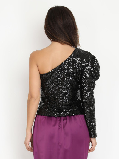 Top asymétrique en sequins