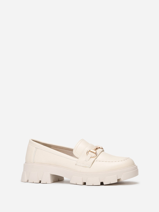 mocassins à bride dorée en simili