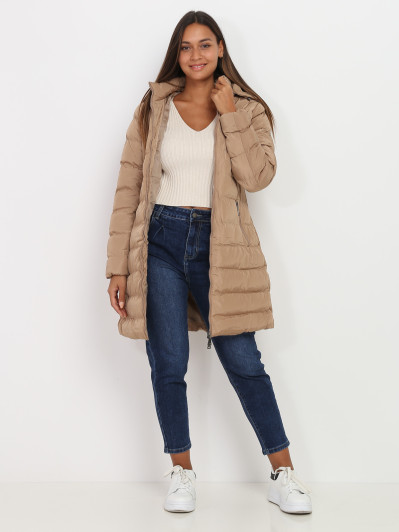 Manteau mi-long matelassé à capuche