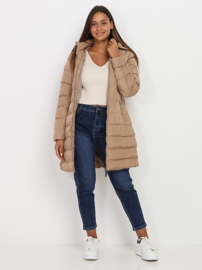 Manteau mi-long matelassé à capuche