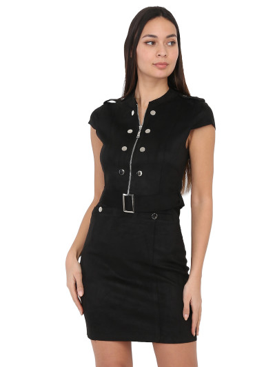 Robe en suédine à zip et ceinture