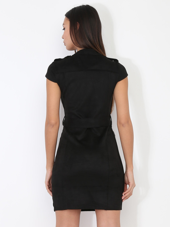 Robe en suédine à zip et ceinture