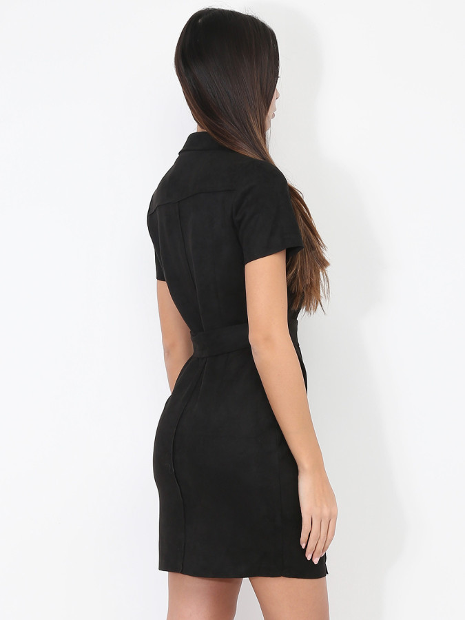 Robe blazer ceinturée en suédine