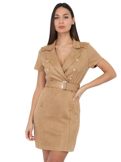 Robe blazer ceinturée en suédine