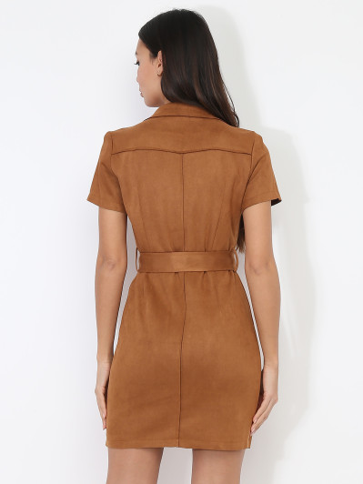 Robe blazer ceinturée en suédine