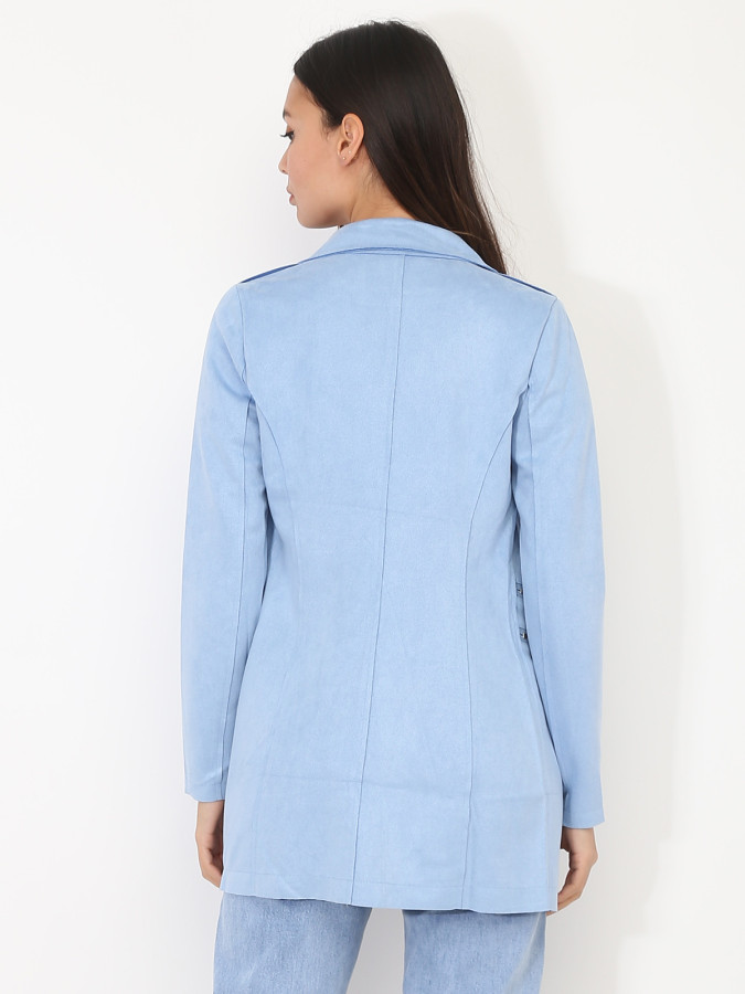 Veste longue en suédine à zips