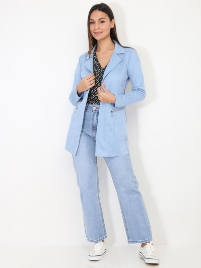 Veste longue en suédine à zips