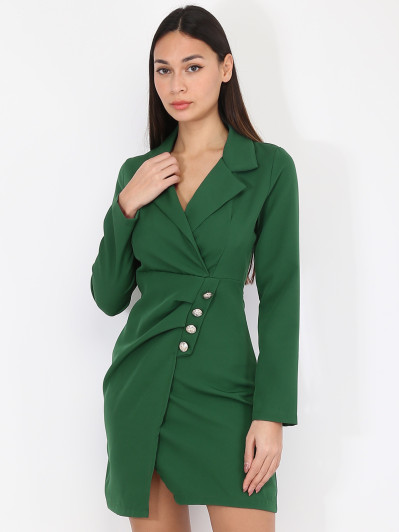 Robe portefeuille verte à boutons officiers