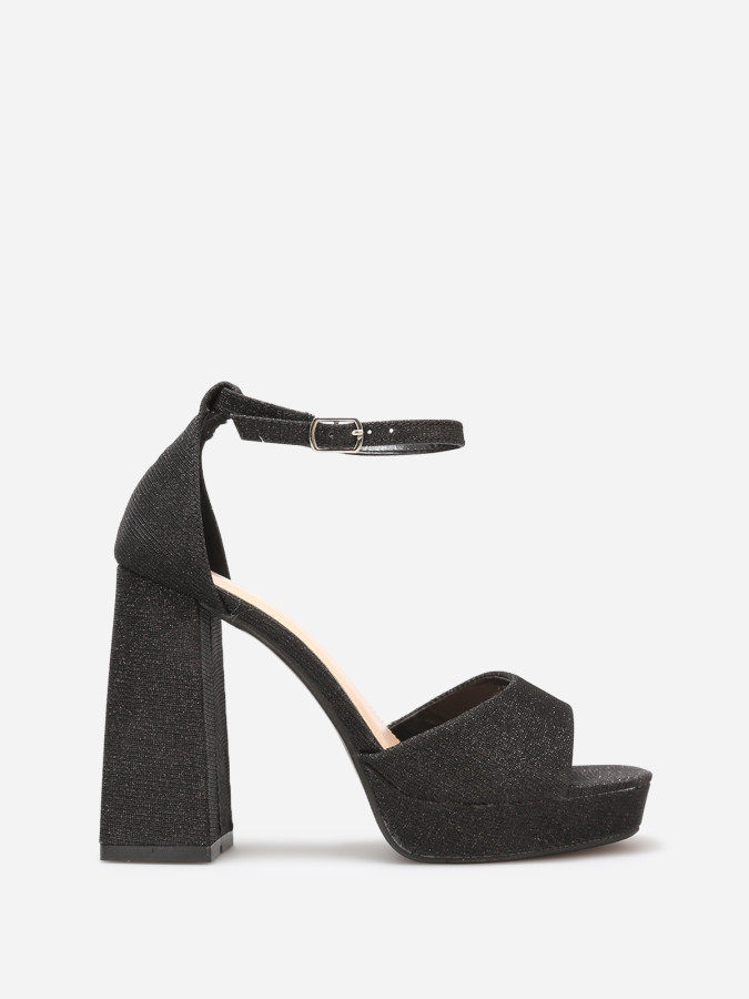 Sandales pailletées à talon haut