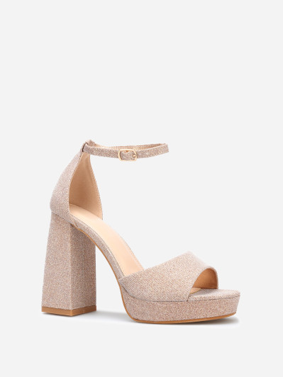 Sandales pailletées à talon haut