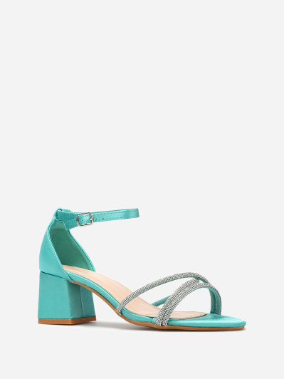 Sandales satinées à strass