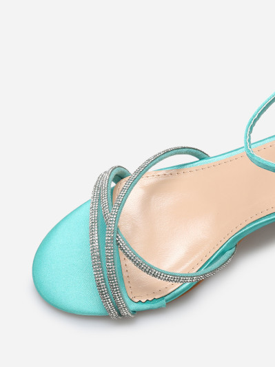 Sandales satinées à strass