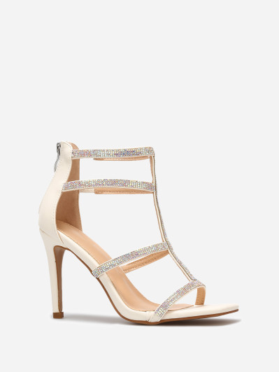 Sandales avec brides à strass et zip