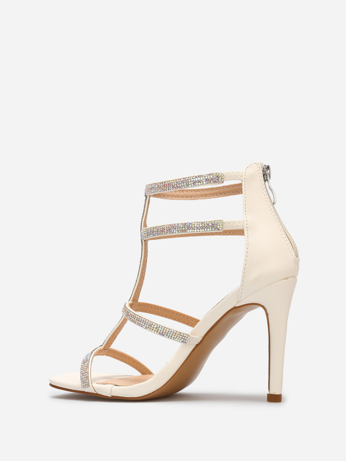 Sandales avec brides à strass et zip