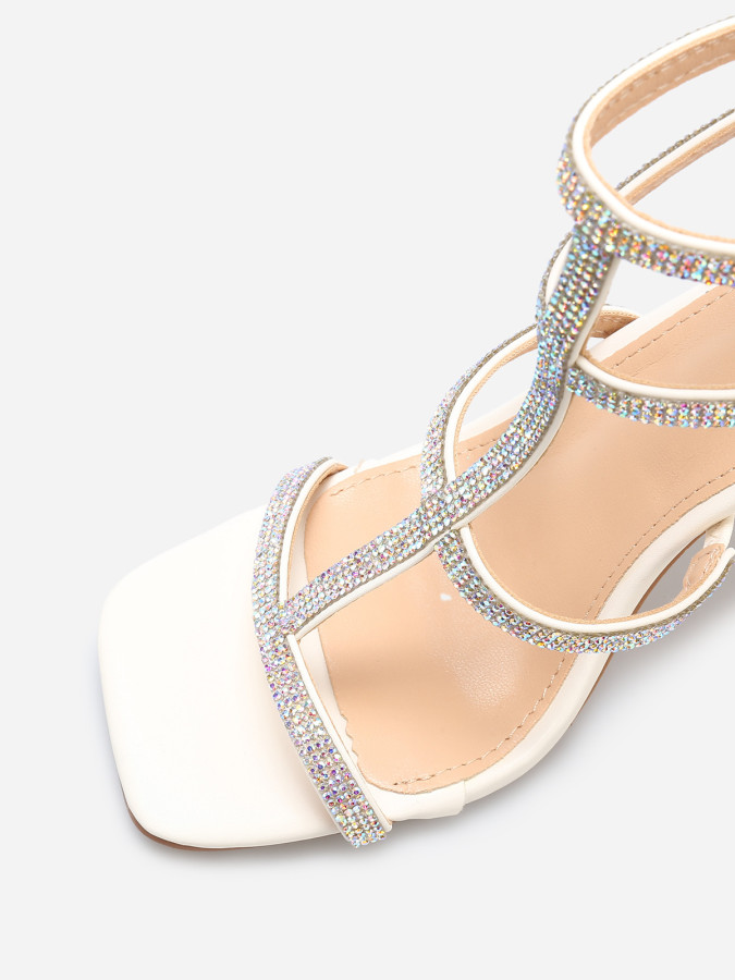 Sandales avec brides à strass et zip