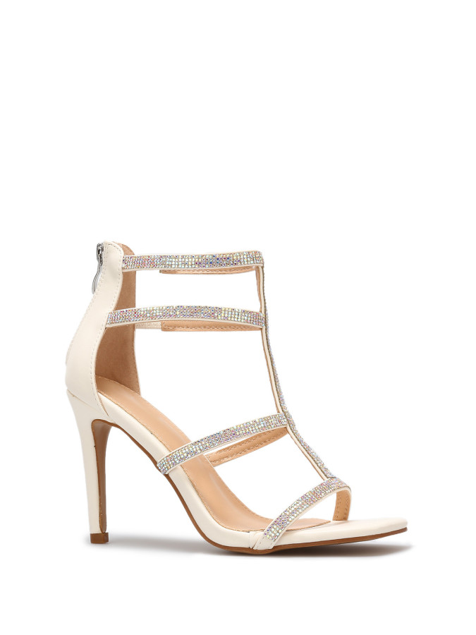 Sandales avec brides à strass et zip