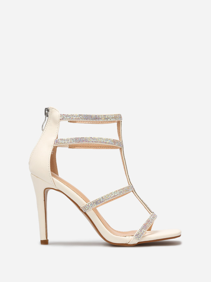 Sandales avec brides à strass et zip