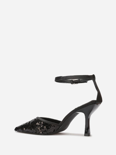 Escarpins pointus noirs à sequins