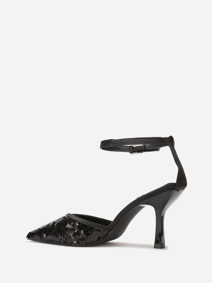 Escarpins pointus noirs à sequins