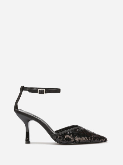 Escarpins pointus noirs à sequins