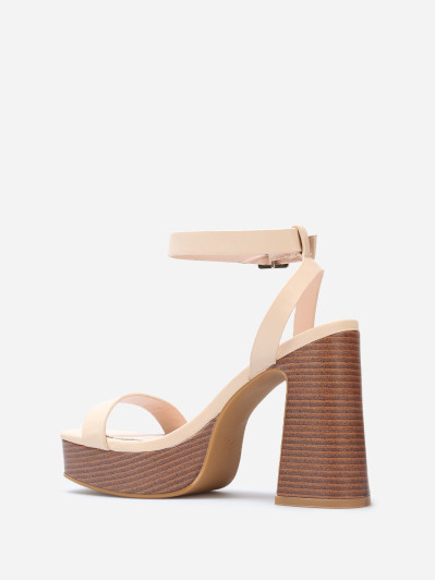 Sandales à plateforme et talon effet bois