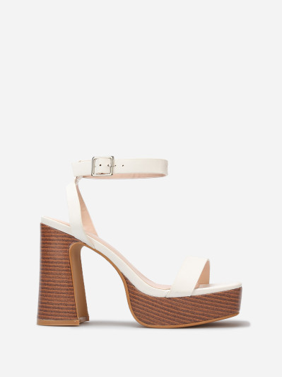 Sandales à plateforme et talon effet bois