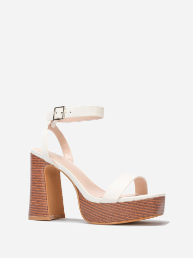 Sandales à plateforme et talon effet bois