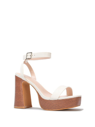 Sandales à plateforme et talon effet bois