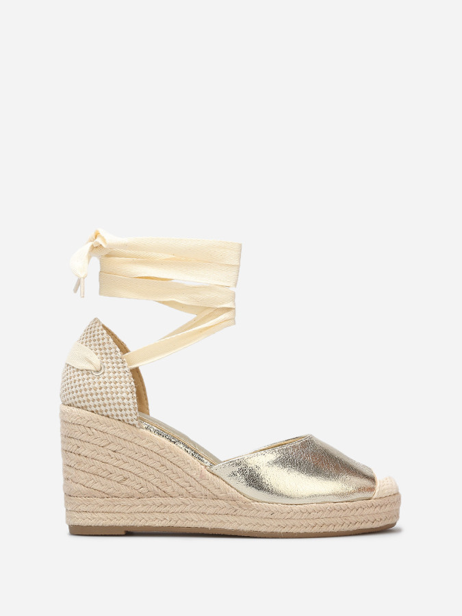 Espadrilles compensées avec ruban à nouer