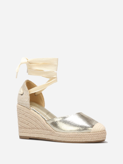 Espadrilles compensées avec ruban à nouer