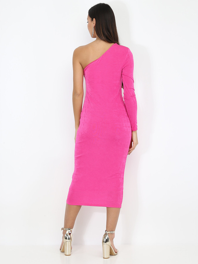 Robe asymétrique et froncée à paillettes