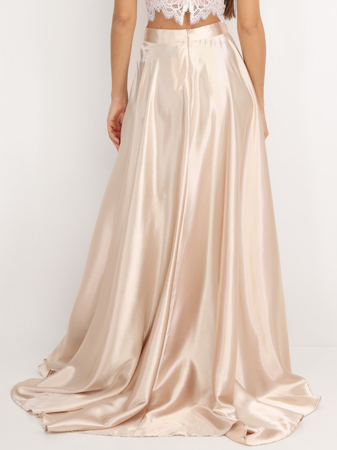 Jupe longue taille haute effet satiné