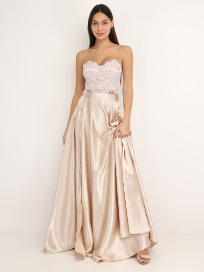 Jupe longue taille haute effet satiné