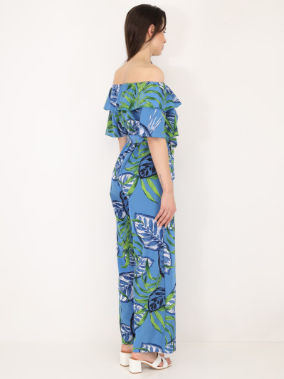 Combinaison à volants et imprimé tropical