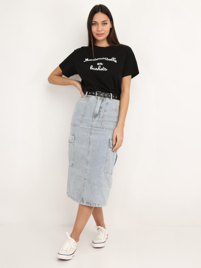 Jupe cargo en jeans avec ceinture