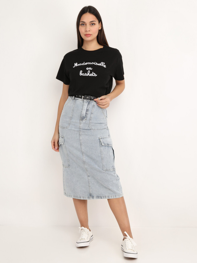 Jupe cargo en jeans avec ceinture