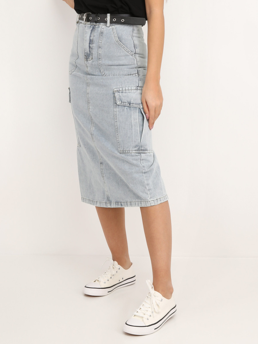 Jupe cargo en jeans avec ceinture