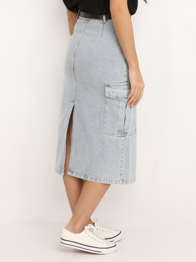 Jupe cargo en jeans avec ceinture