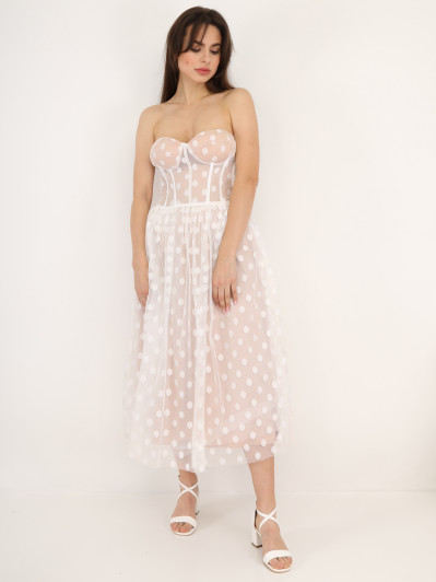 Robe corset en tulle à pois