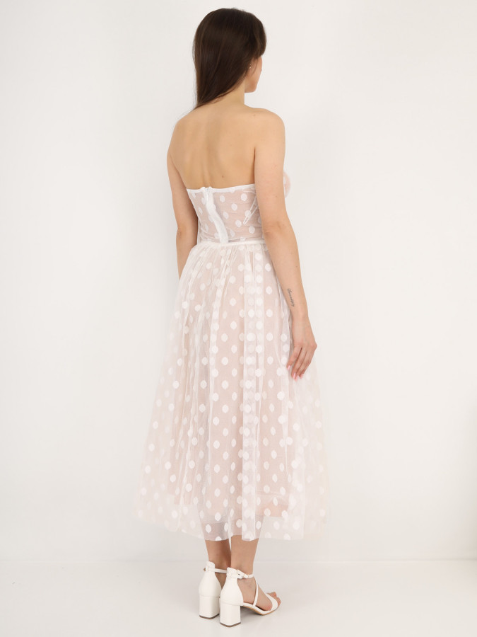 Robe corset en tulle à pois