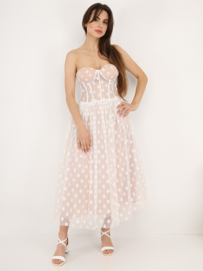 Robe corset en tulle à pois