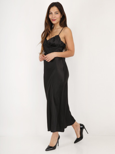 Robe satinée style corset froncé