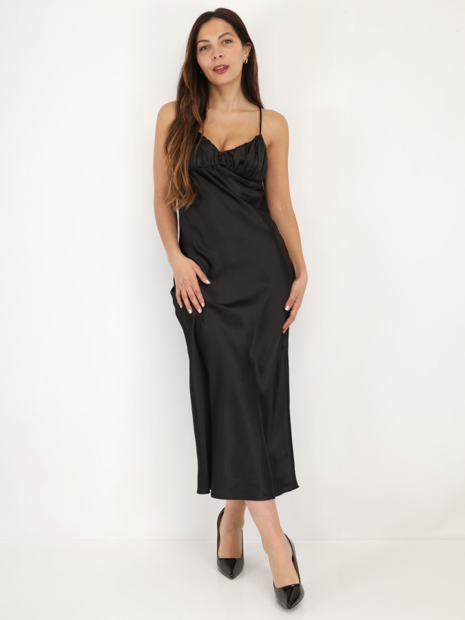 Robe satinée style corset froncé