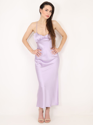 Robe satinée style corset froncé