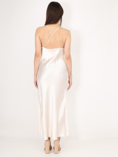 Robe satinée style corset froncé