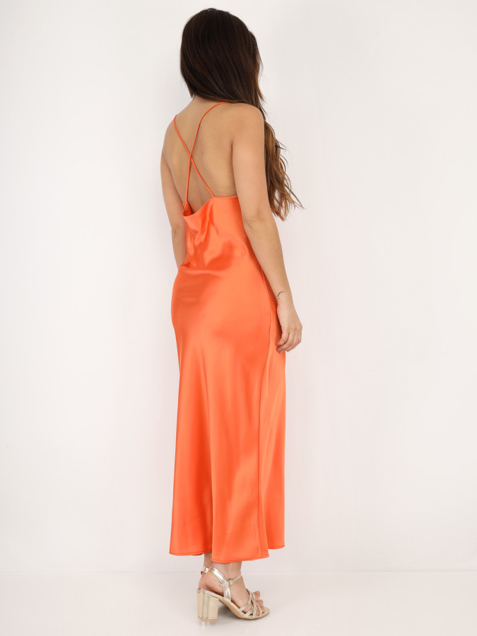 Robe satinée style corset froncé