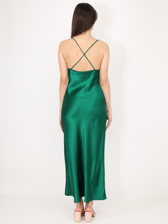 Robe satinée style corset froncé